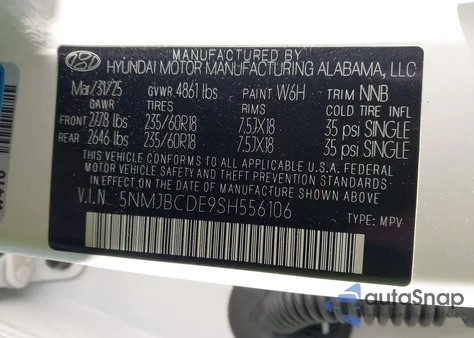 2025 Hyundai Tucson Sel from USA, damaged, VIN 5NMJBCDE9SH556106